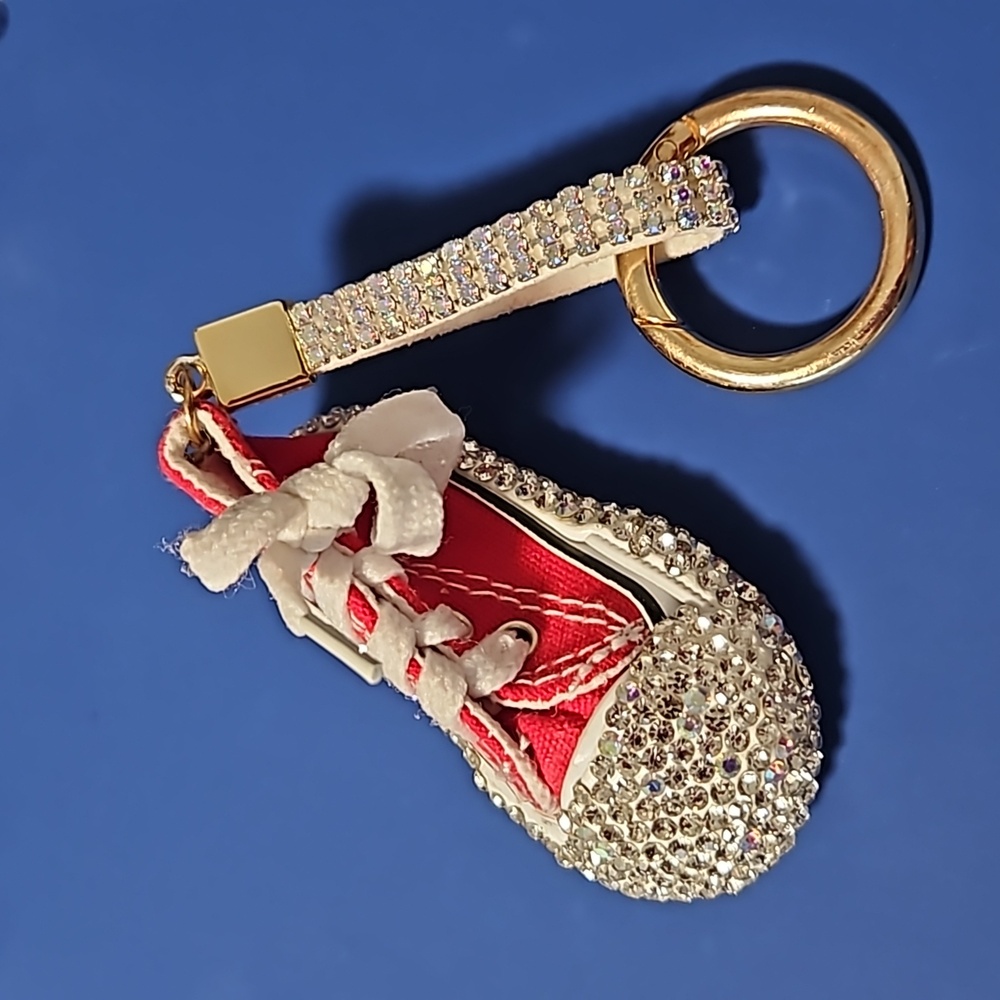 Sneaker Keyring with Rhinestones in red